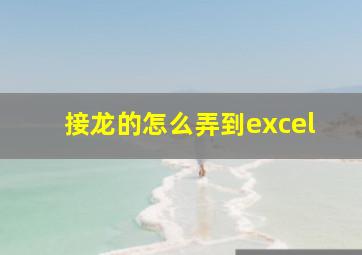 接龙的怎么弄到excel