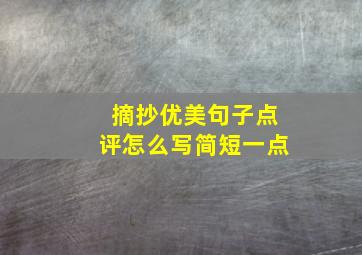 摘抄优美句子点评怎么写简短一点