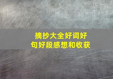 摘抄大全好词好句好段感想和收获