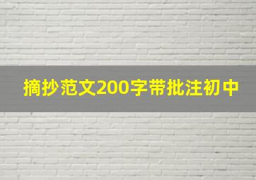 摘抄范文200字带批注初中