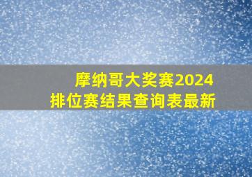 摩纳哥大奖赛2024排位赛结果查询表最新