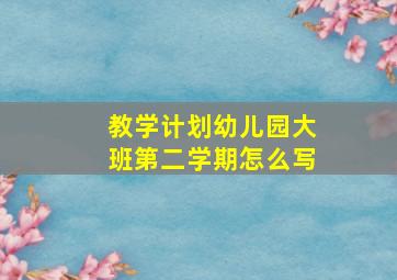 教学计划幼儿园大班第二学期怎么写