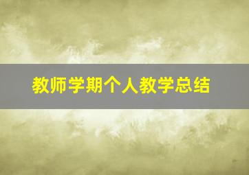 教师学期个人教学总结