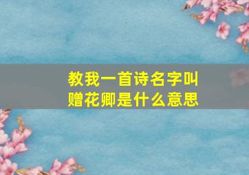 教我一首诗名字叫赠花卿是什么意思