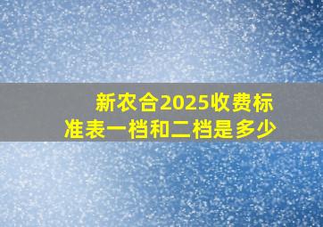 新农合2025收费标准表一档和二档是多少