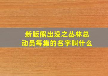 新版熊出没之丛林总动员每集的名字叫什么