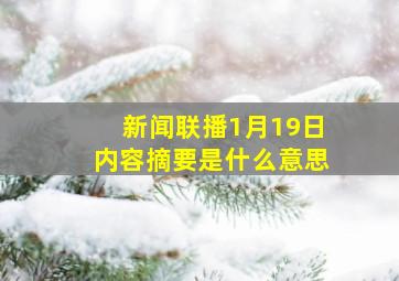 新闻联播1月19日内容摘要是什么意思