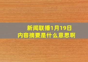 新闻联播1月19日内容摘要是什么意思啊