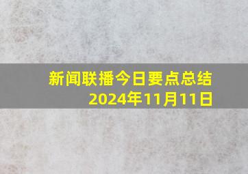 新闻联播今日要点总结2024年11月11日