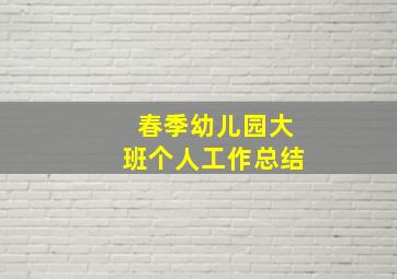 春季幼儿园大班个人工作总结