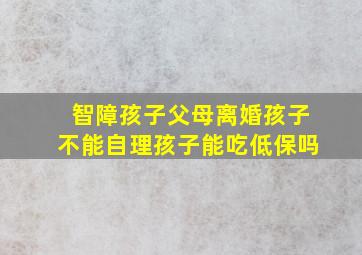 智障孩子父母离婚孩子不能自理孩子能吃低保吗