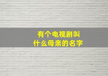 有个电视剧叫什么母亲的名字