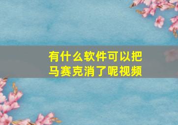 有什么软件可以把马赛克消了呢视频