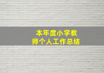 本年度小学教师个人工作总结