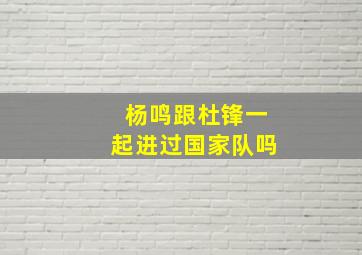 杨鸣跟杜锋一起进过国家队吗