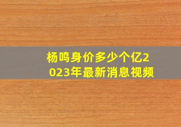 杨鸣身价多少个亿2023年最新消息视频