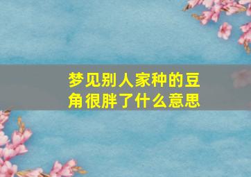 梦见别人家种的豆角很胖了什么意思