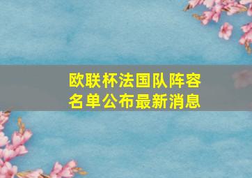 欧联杯法国队阵容名单公布最新消息