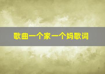 歌曲一个家一个妈歌词