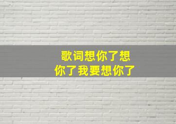 歌词想你了想你了我要想你了