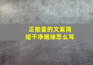 正能量的文案简短干净随缘怎么写