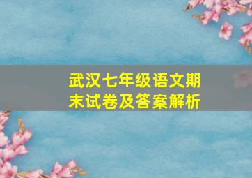 武汉七年级语文期末试卷及答案解析