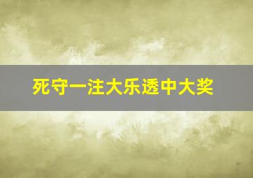 死守一注大乐透中大奖