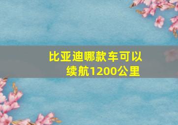 比亚迪哪款车可以续航1200公里