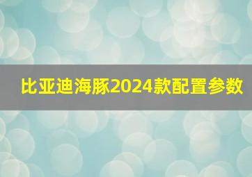 比亚迪海豚2024款配置参数