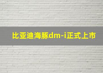 比亚迪海豚dm-i正式上市