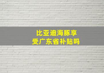 比亚迪海豚享受广东省补贴吗