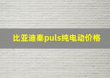 比亚迪秦puls纯电动价格