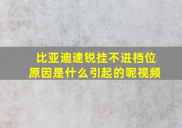 比亚迪速锐挂不进档位原因是什么引起的呢视频