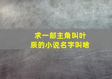 求一部主角叫叶辰的小说名字叫啥