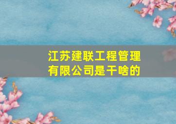 江苏建联工程管理有限公司是干啥的