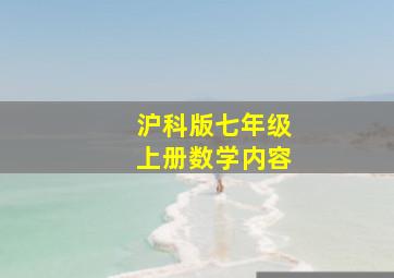 沪科版七年级上册数学内容