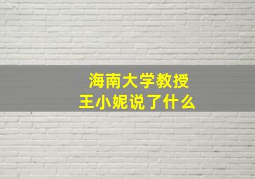 海南大学教授王小妮说了什么