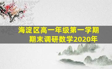 海淀区高一年级第一学期期末调研数学2020年