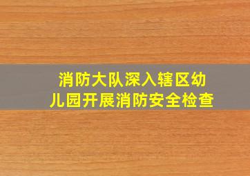 消防大队深入辖区幼儿园开展消防安全检查