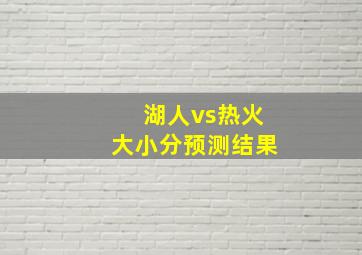 湖人vs热火大小分预测结果