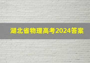 湖北省物理高考2024答案