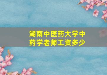 湖南中医药大学中药学老师工资多少