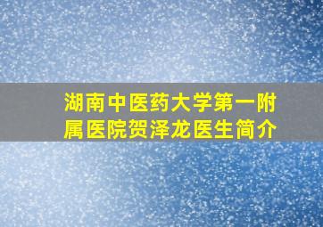 湖南中医药大学第一附属医院贺泽龙医生简介