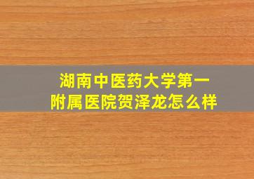 湖南中医药大学第一附属医院贺泽龙怎么样