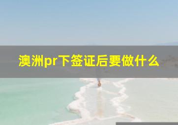 澳洲pr下签证后要做什么