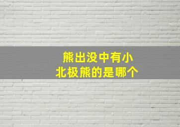 熊出没中有小北极熊的是哪个