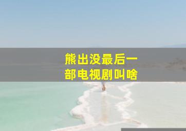 熊出没最后一部电视剧叫啥