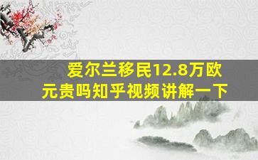 爱尔兰移民12.8万欧元贵吗知乎视频讲解一下