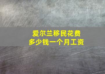 爱尔兰移民花费多少钱一个月工资