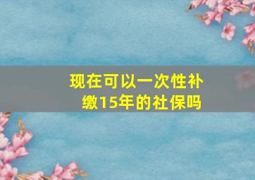 现在可以一次性补缴15年的社保吗